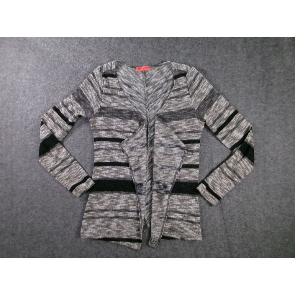 Spoiled Cardigan Women Small Gray Black Striped Capsule Layering Casual Boho Day